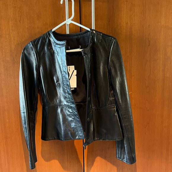 NWT Diane von Furstenberg Maya Black Leather Jacket size 2 - Picture 5 of 12